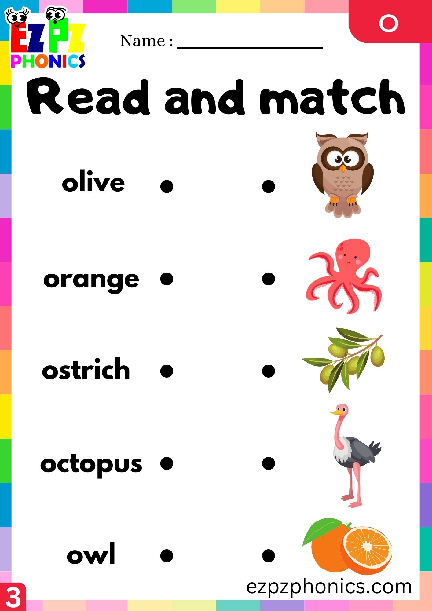Letter o Read and Match the Words with the Images Group 3